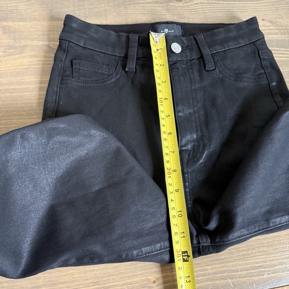 7 For All Mankind Womens 25 Black High Rise Tailorless Coated Skinny‎ Boot Jeans - Picture 11 of 12